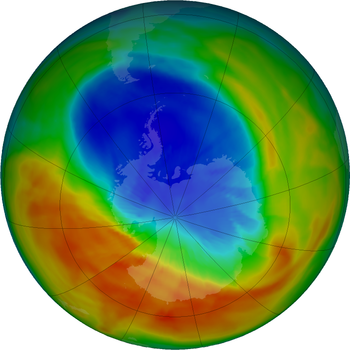 Antarctic ozone map for 14 September 2019